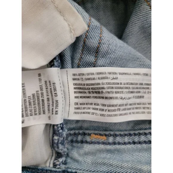 Abercrombie & Fitch Womens Distressed Denim High Waisted Button Fly Shorts Sz 24 - Picture 7 of 8